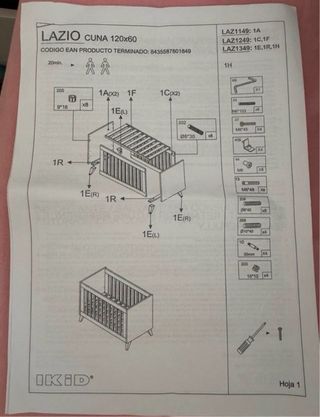 Cuna Ikid blanca y madera