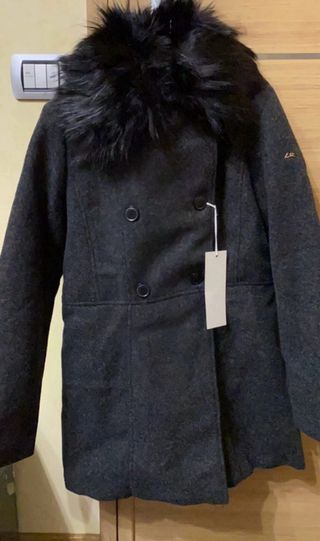 Cappotto donna grigio con pelliccia