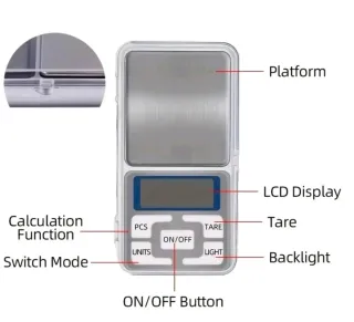 Bilanciano Digitale Precisione 0.01g - 200g Tara