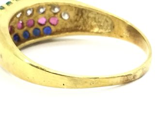 sortija oro 18k con piedra con circonita,esmeralda,rubi