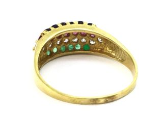 sortija oro 18k con piedra con circonita,esmeralda,rubi