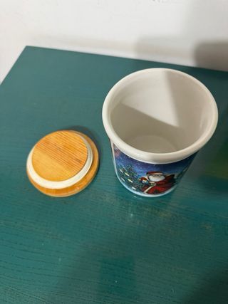 Biscottiera Natale Ceramica Legno ermetica