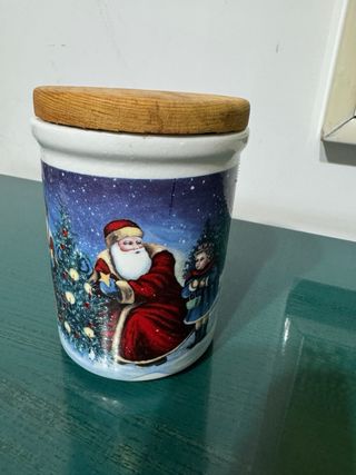 Biscottiera Natale Ceramica Legno ermetica