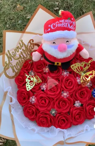 Flores eternas azules con billetes