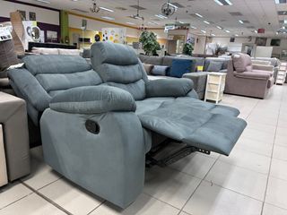 Sofá relax 2 plazas gris tela NUEVO