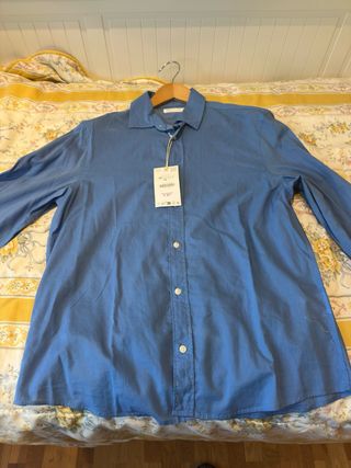 Camisa Zara Azul Talla M Nuevo con Etiqueta