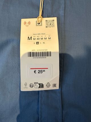 Camisa Zara Azul Talla M Nuevo con Etiqueta