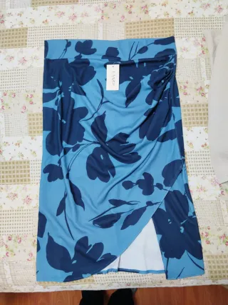 Falda estampado floral azul talla 4XL