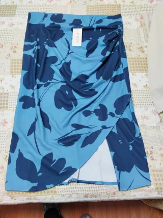 Falda estampado floral azul talla 4XL
