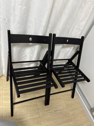 2 Sillas Plegables Madera Negras