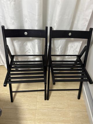 2 Sillas Plegables Madera Negras