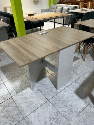 Mesa extensible madera y blanco
