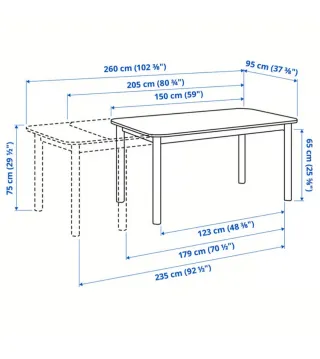 Mesa extensible blanca de madera