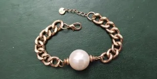 Pulsera eslabones gruesos con perla