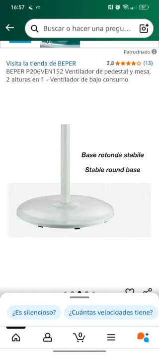 Ventilador BEPER P206VEN152 pedestal/mesa