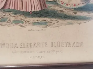 2 Grabados Antiguos Coloreados Moda