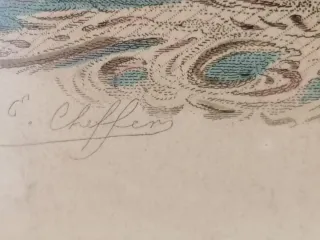 2 Grabados Antiguos Coloreados Moda