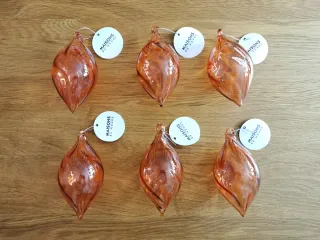 Lote de 6 Bolas de Navidad Vidrio Naranja (NUEVAS)