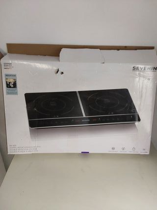 SEVERIN Hornillo de inducción doble, placa vitrocerámica de dos fuegos portátil, placa de inducción de calentamiento rápido, con