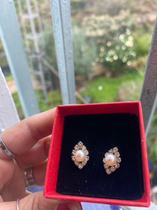 Pendientes perla y circonitas plata