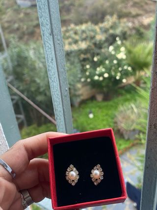 Pendientes perla y circonitas plata