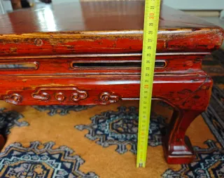 Raro Tavolo Basso Lacca Rossa 17/18 Sec.