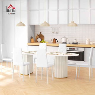 Set di 6 Sedie Sala da Pranzo in Finta Pelle, Sedi