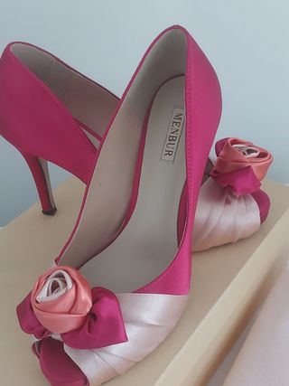 Zapatos de tacón Membur fucsia y naranja