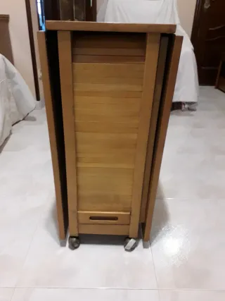 Mesa de madera plegable con ruedas