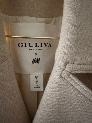 Abrigo H&M Beige Talla S Lana Manteco