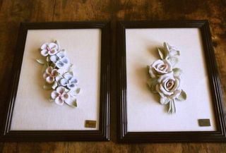 2 Cuadros Cerámica Flores. Firma sello MARCO GINER