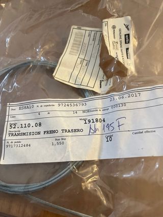 Cable Transmisión Freno Trasero Vespa Piaggio