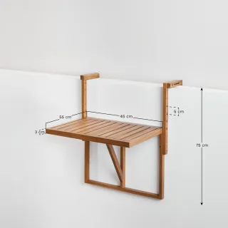Mesa Balcón Colgante y Plegable Madera