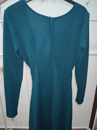 Vestido manga larga verde azulado