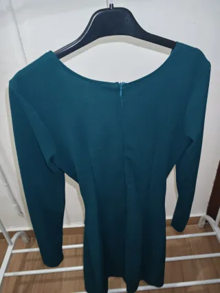 Vestido manga larga verde azulado