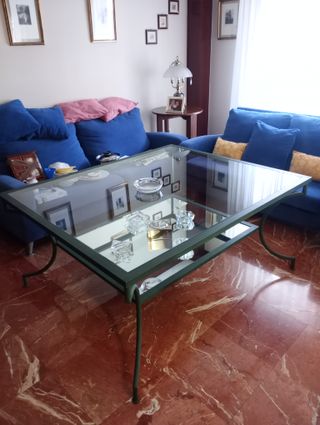 MESA DE SALÓN DE FORJA Y CRISTAL