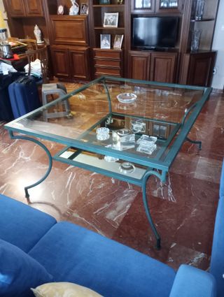 MESA DE SALÓN DE FORJA Y CRISTAL