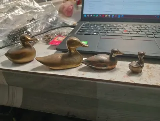 Conjunto 4 Patos Latão Maciço