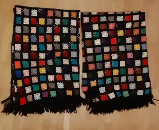 2 Copriletti singoli vintage, patchwork uncinetto