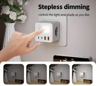 Regleta 8 en 1: 3 Tomas CA, 2 USB, 2 Tipo-C