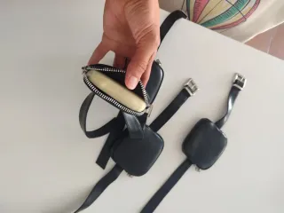 4 Monederos Cuerina Negro