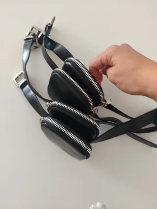 4 Monederos Cuerina Negro