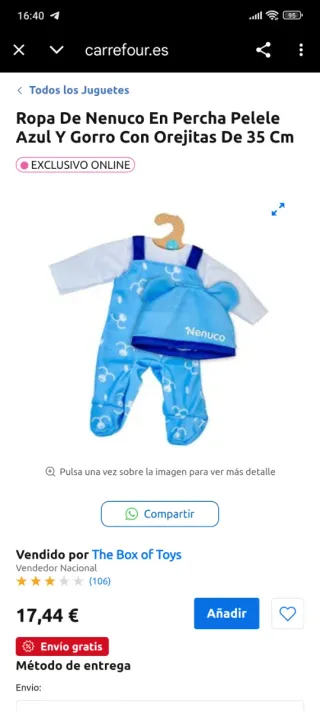 Ropa Nenuco 35 cm con gorro