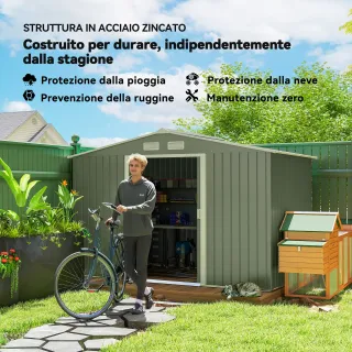 Casetta da Giardino con 2 Porte Scorrevoli e 4 Pre
