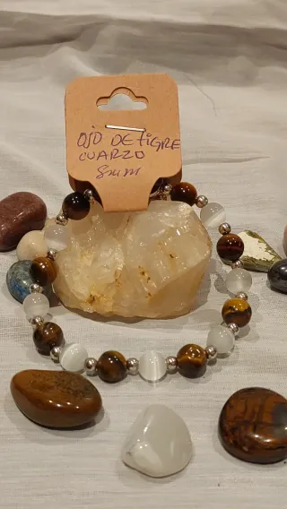 Pulsera Ojo de Tigre y Cuarzo Natural