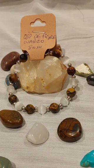 Pulsera Ojo de Tigre y Cuarzo Natural