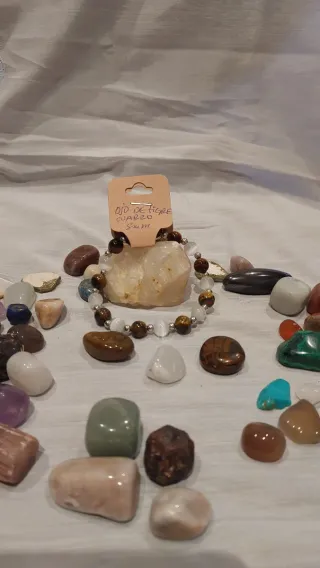 Pulsera Ojo de Tigre y Cuarzo Natural