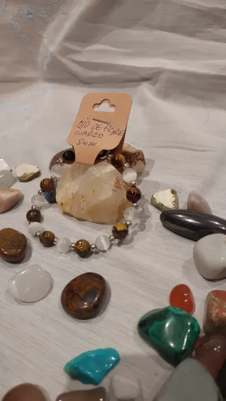 Pulsera Ojo de Tigre y Cuarzo Natural