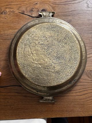 Vassoio rotondo in ottone con manici