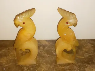 Par de araras em alabastro / Apoio para Livros